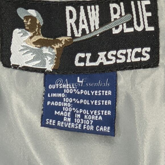 Raw Blue Classics First Team Men's Bomber Jacket Large Black Gray Button Up - Picture 10 of 15